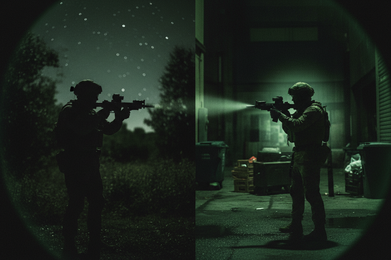 Passive Aiming vs. Active IR Illumination: Staying Undetected Under NVGs