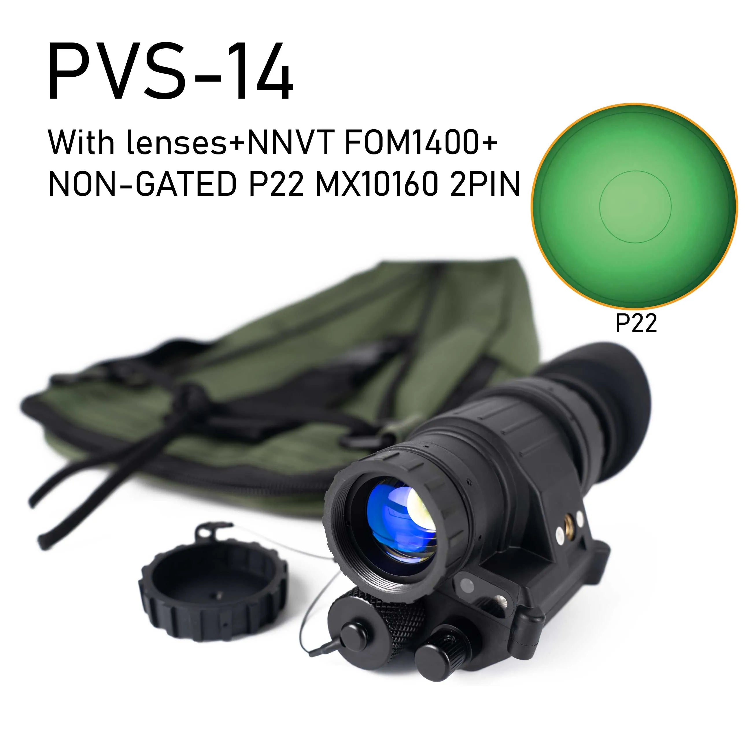 PVS-14 NNVT NVT4 GEN2+ FOM1400+ NON-GATED P22 MX10160 2PIN