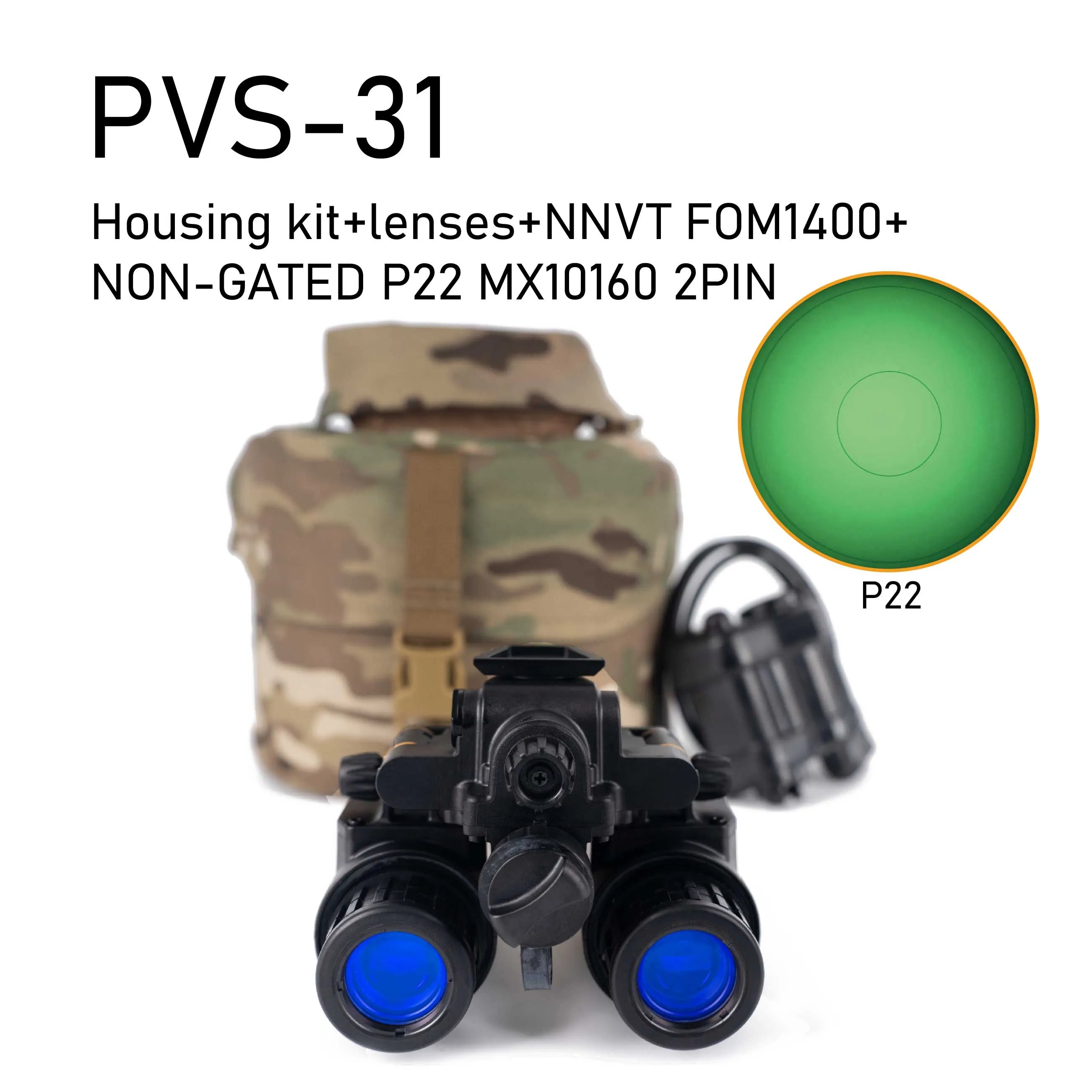 PVS-31 NNVT NVT4 GEN2+ FOM1400+ NON-GATED P22 MX10160 2PIN